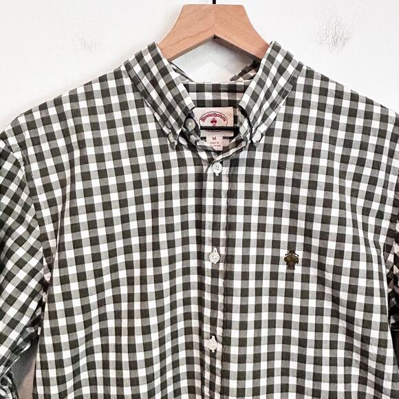 Brooks Brothers Plaid Long Sleeve Button Up Shirt Green Size M - Picture 2 of 7